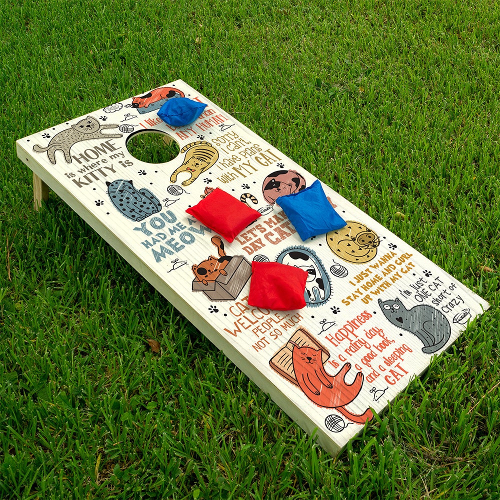 Gatos Goofy - Vinilo para tablero de Cornhole - Set de 2