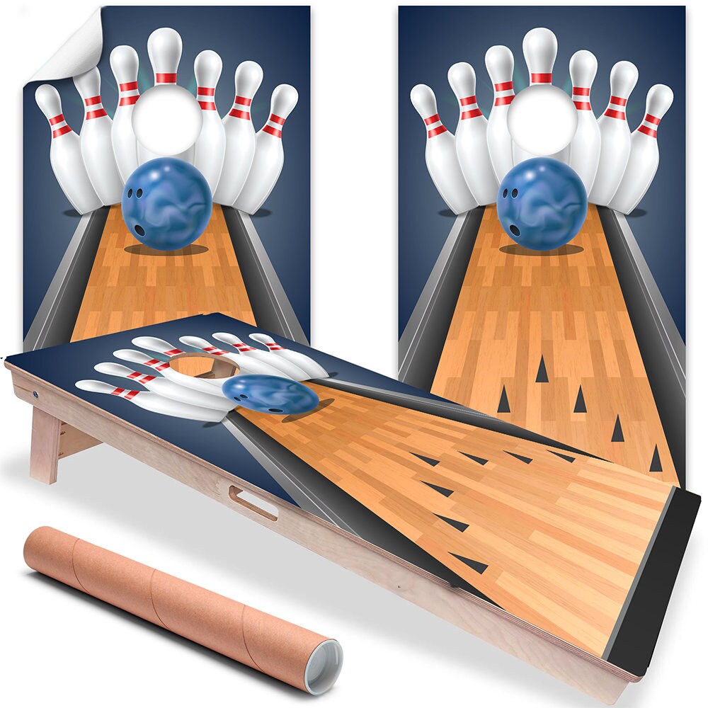 Pista de bolos - Envoltura para tablero de cornhole - Juego de 2