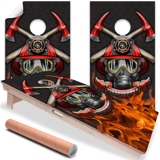Firefighter and Steel - Cornhole Board Wrap - Set of 2 - Tampa Home & Garden Store