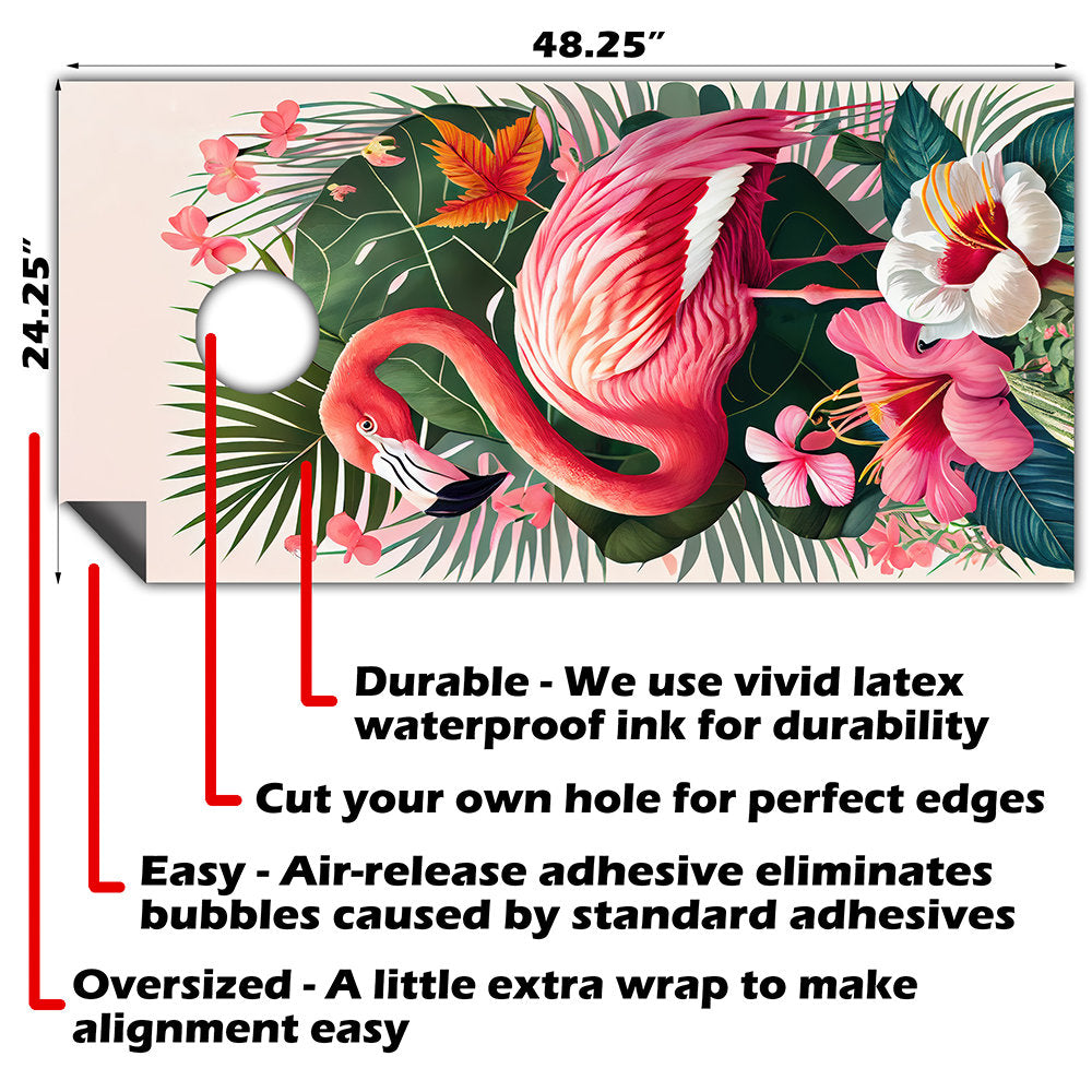 Flamingo Life - Vinilo decorativo para tabla de cornhole - Juego de 2