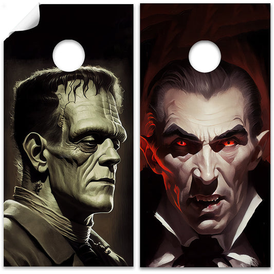Frankenstein vs Dracula - Cornhole Board Wrap - Set of 2 - Tampa Home & Garden Store