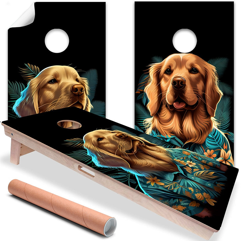 Party Animals Goldens - Funda de tabla de cornhole - Juego de 2