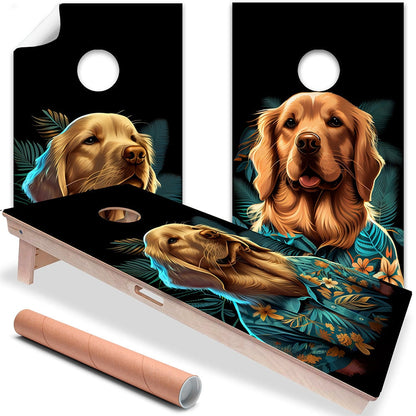Party Animals Goldens - Funda de tabla de cornhole - Juego de 2
