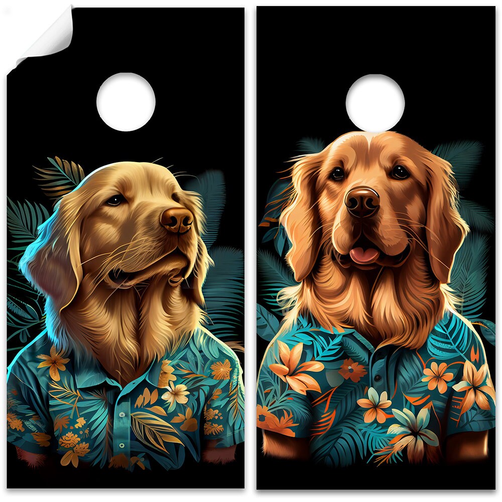 Party Animals Goldens - Funda de tabla de cornhole - Juego de 2