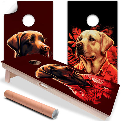 Party Animals Labradors - Vinilo decorativo para tablero de cornhole - Juego de 2