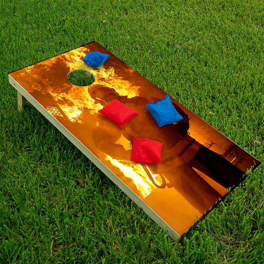 Fire Hero and Flames - Cornhole Board Wrap - Set of 2 - Tampa Home & Garden Store