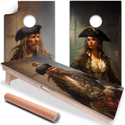 Vintage Pirates Painting - Cornhole Board Wrap - Set of 2 - Tampa Home & Garden Store