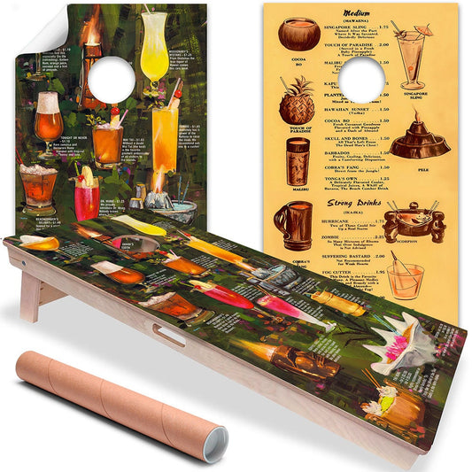 Tiki Drink Menus - Cornhole Board Wrap - Set of 2 - Tampa Home & Garden Store