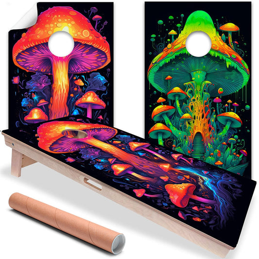 Vibrant Mycologist Mushroom - Cornhole Board Wrap - Set of 2 - Tampa Home & Garden Store