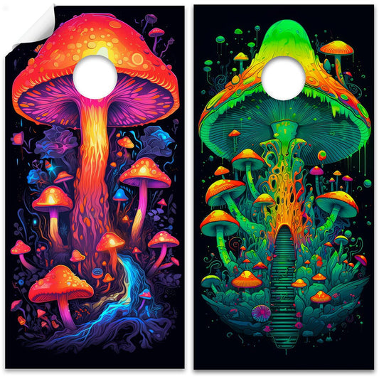Vibrant Mycologist Mushroom - Cornhole Board Wrap - Set of 2 - Tampa Home & Garden Store