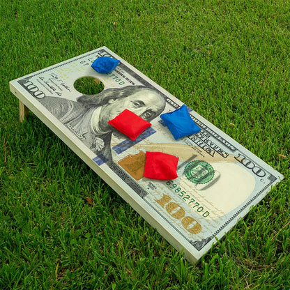 Billete de cien dólares - Rotulación para tabla de Cornhole - Juego de 2