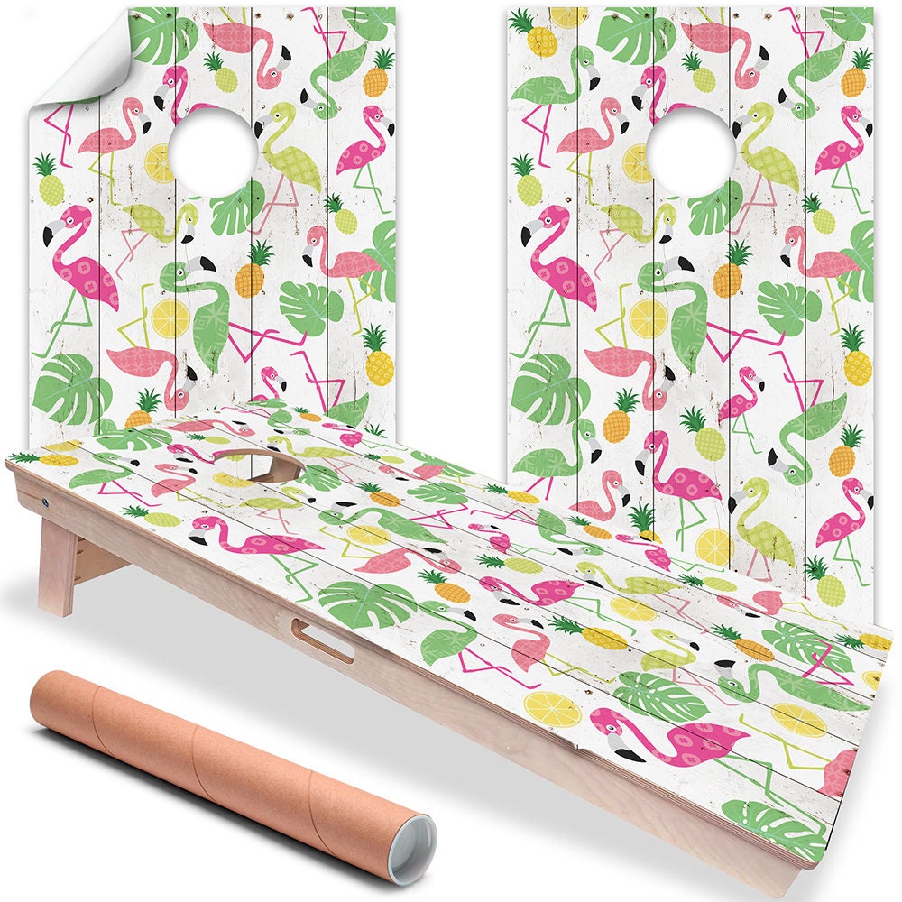 Fondo de Madera de Flamenco - Envoltura para Tablero de Cornhole - Juego de 2