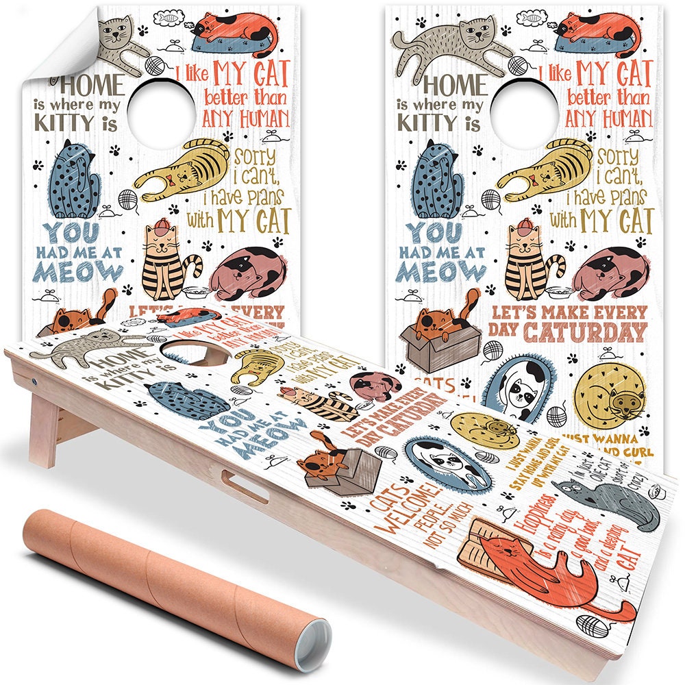 Gatos Goofy - Vinilo para tablero de Cornhole - Set de 2