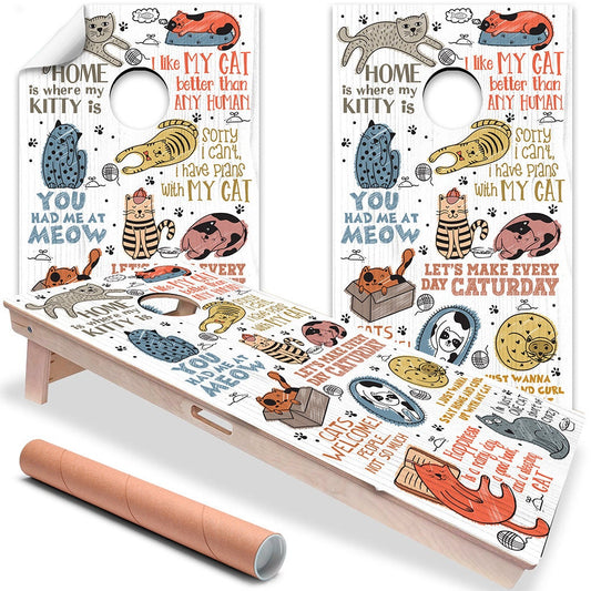 Goofy Cats - Cornhole Board Wrap - Set of 2