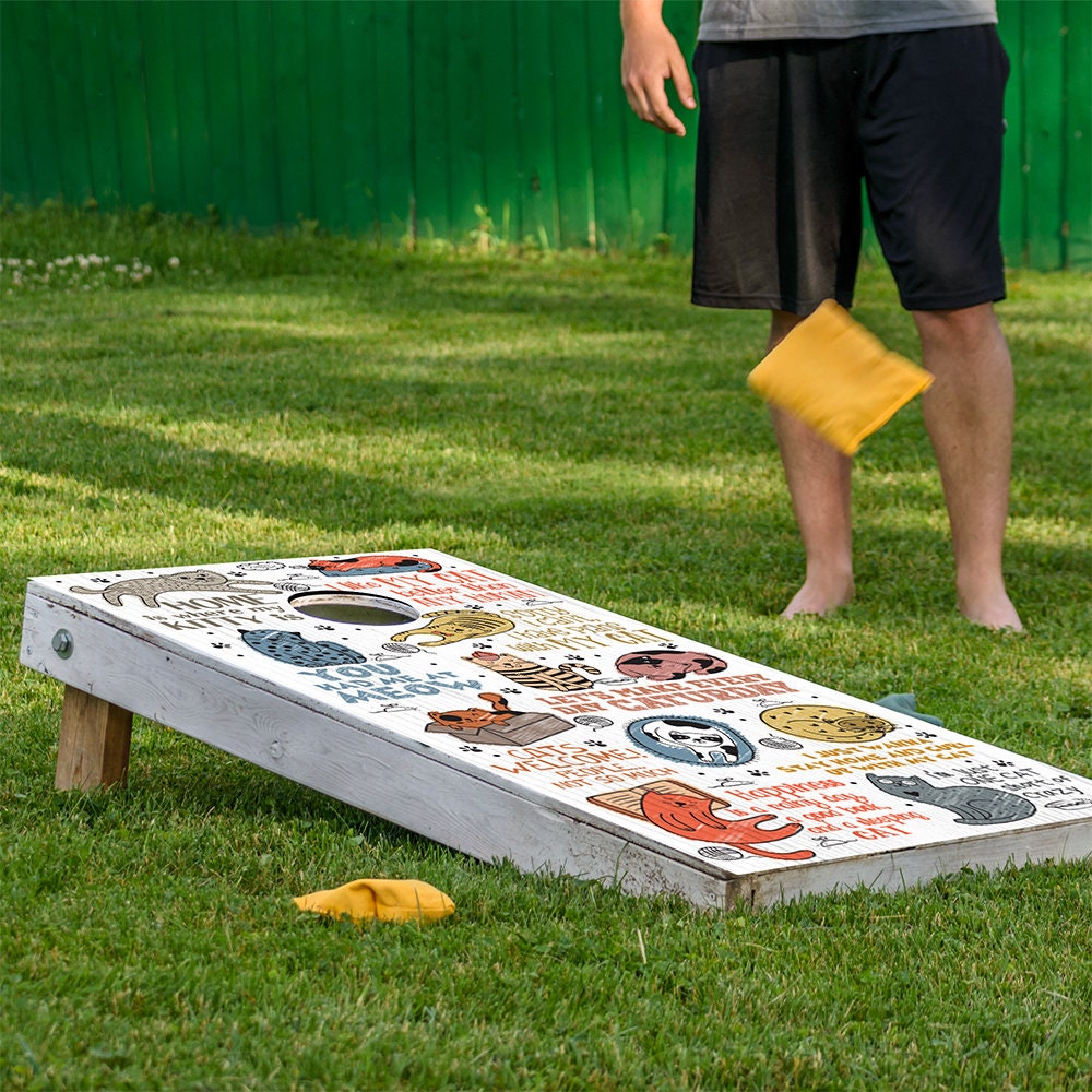 Gatos Goofy - Vinilo para tablero de Cornhole - Set de 2