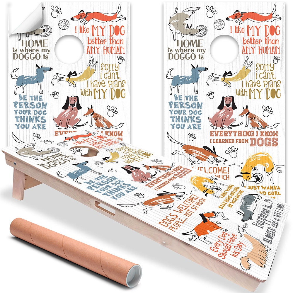 Perros Graciosos - Vinilo para Juego de Cornhole - Set de 2