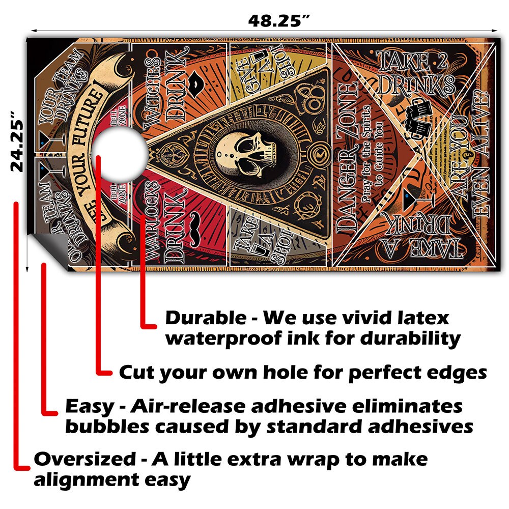 Tablero Ouija - Revestimiento para tablero de Cornhole - Juego de 2
