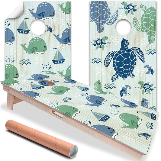 Sea Turtles and Whales - Cornhole Board Wrap - Set of 2 - Tampa Home & Garden Store