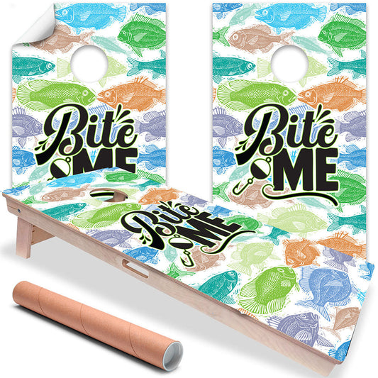 Bite Me Fishing - Cornhole Board Wrap - Set of 2 - Tampa Home & Garden Store