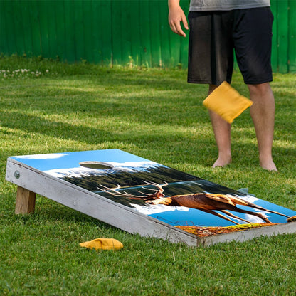 Ciervo en Quiet Lake - Vinilo para tablero de Cornhole - Juego de 2