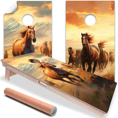 Granja de caballos - Envoltura de tabla de cornhole - Juego de 2