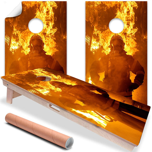 Fire Hero and Flames - Cornhole Board Wrap - Set of 2 - Tampa Home & Garden Store