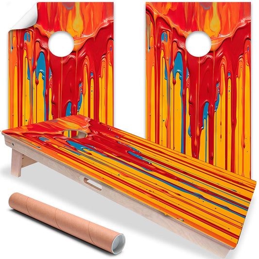 Warm Vibrant Dripping Paint - Cornhole Board Wrap - Set of 2 - Tampa Home & Garden Store