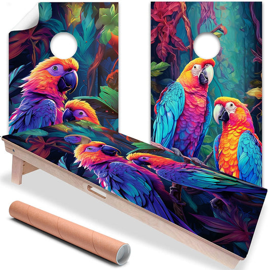 Colorful Parrots - Cornhole Board Wrap - Set of 2 - Tampa Home & Garden Store