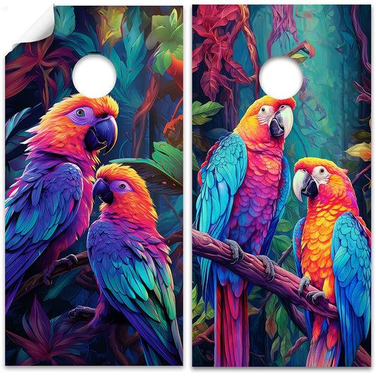 Colorful Parrots - Cornhole Board Wrap - Set of 2 - Tampa Home & Garden Store