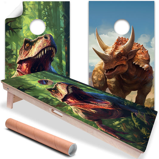 T-Rex and Triceratops - Cornhole Board Wrap - Set of 2 - Tampa Home & Garden Store