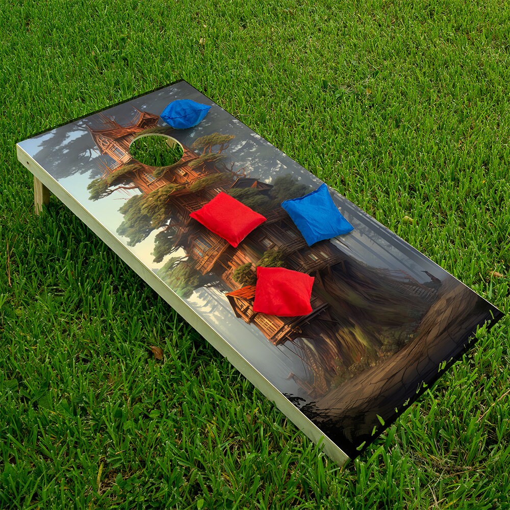 Casa en los árboles - Envoltura para tablero de cornhole - Juego de 2