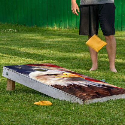 Águila Americana de EE. UU. y Fuegos Artificiales - Vinilo para Juego de Cornhole - Juego de 2
