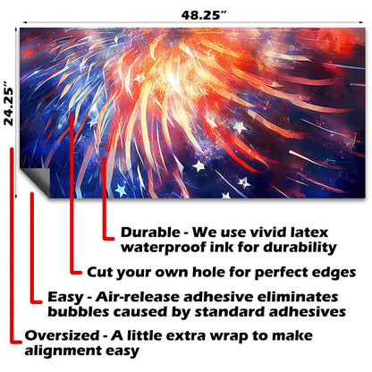 Águila Americana de EE. UU. y Fuegos Artificiales - Vinilo para Juego de Cornhole - Juego de 2