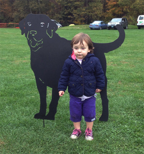 Labrador statue lawn silhouette in black metal by Rustica Ornamentals on Tampa Home & Garden Store