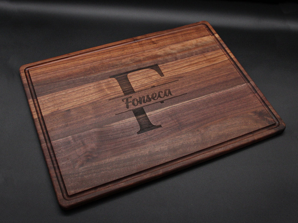 XL personalized walnut serving tray with engraved monogram, 24x18 in, Refine Kitchenware on Tampa Home & Garden Store