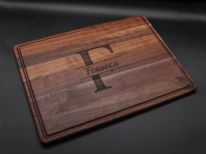 XL personalized walnut serving tray with engraved monogram, 24x18 in, Refine Kitchenware on Tampa Home & Garden Store