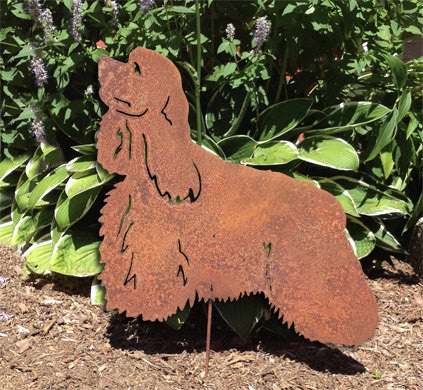 Cocker Spaniel garden stake silhouette (Style 2) in rust metal by Rustica Ornamentals on Tampa Home & Garden Store
