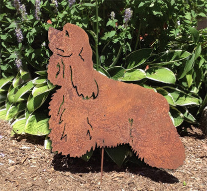 Cocker Spaniel garden stake silhouette (Style 2) in rust metal by Rustica Ornamentals on Tampa Home & Garden Store