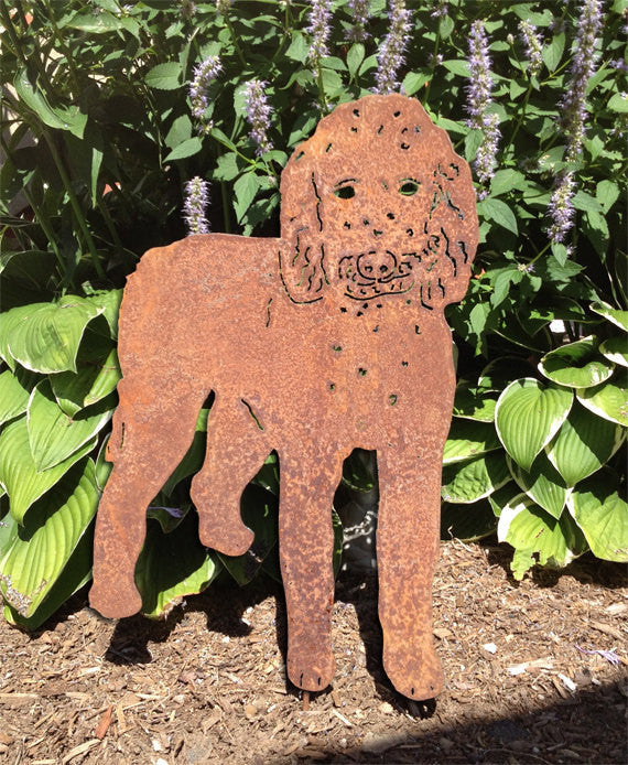 Goldendoodle Garden Stake rusted metal silhouette by Rustica Ornamentals on Tampa Home & Garden Store