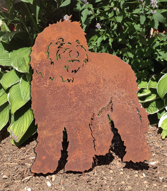 Labradoodle garden stake rusted metal silhouette by Rustica Ornamentals on Tampa Home & Garden Store