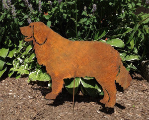 Bernese Mountain Dog garden stake Rustica Ornamentals rust finish lawn ornament on Tampa Home & Garden Store