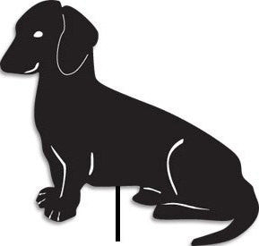 Dachshund garden stake silhouette black finish by Rustica Ornamentals, hound dog lawn ornament on Tampa Home & Garden Store
