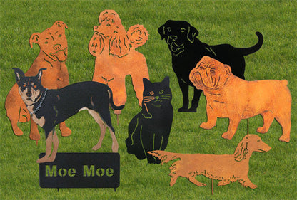 Dachshund garden stake set of orange and black dog silhouettes (8 pieces) for lawn ornaments on Tampa Home & Garden Store