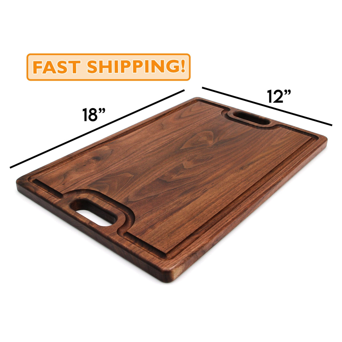 Walnut cutting board 18x12 by Refine Kitchenware with handles, juice groove, serving tray on Tampa Home & Garden Store