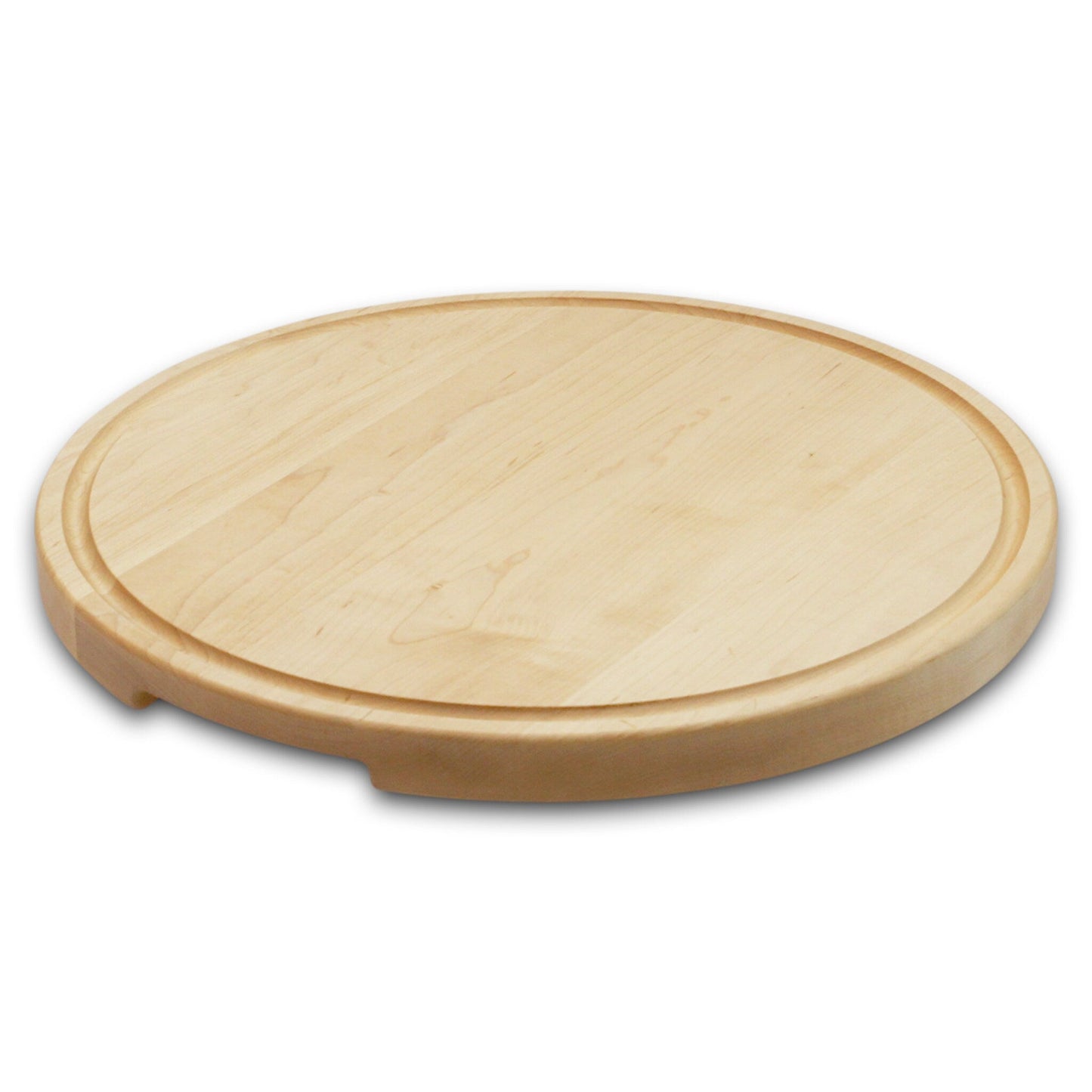 Round wooden cutting board with natural light finish, 18-inch diameter on Tampa Home & Garden Store