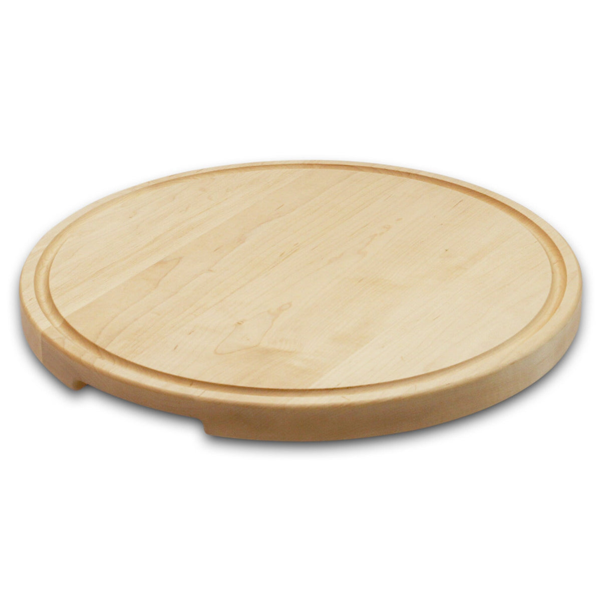 Round wooden cutting board with natural light finish, 18-inch diameter on Tampa Home & Garden Store