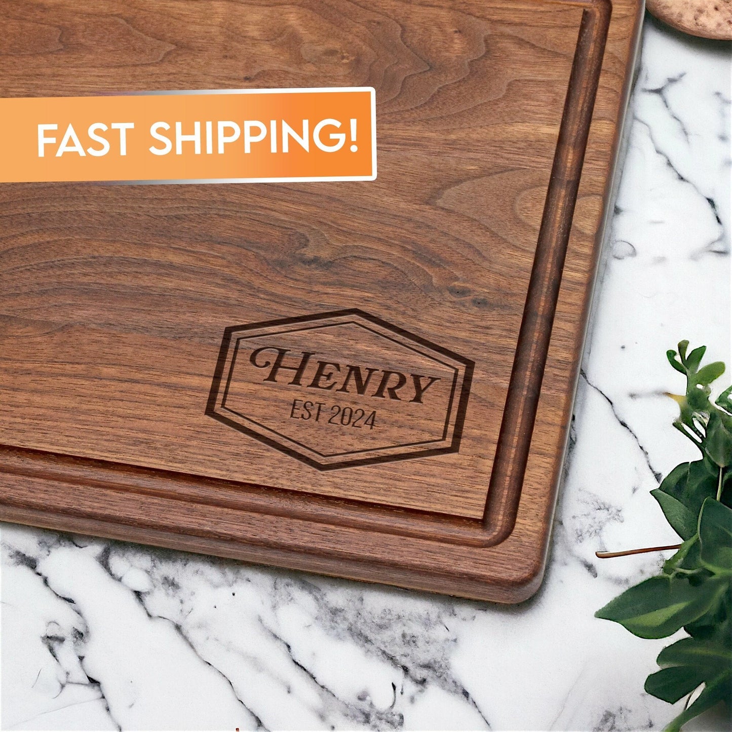 Personalized charcuterie board with engraved name on wooden cutting board by Refine Kitchenware on Tampa Home & Garden Store