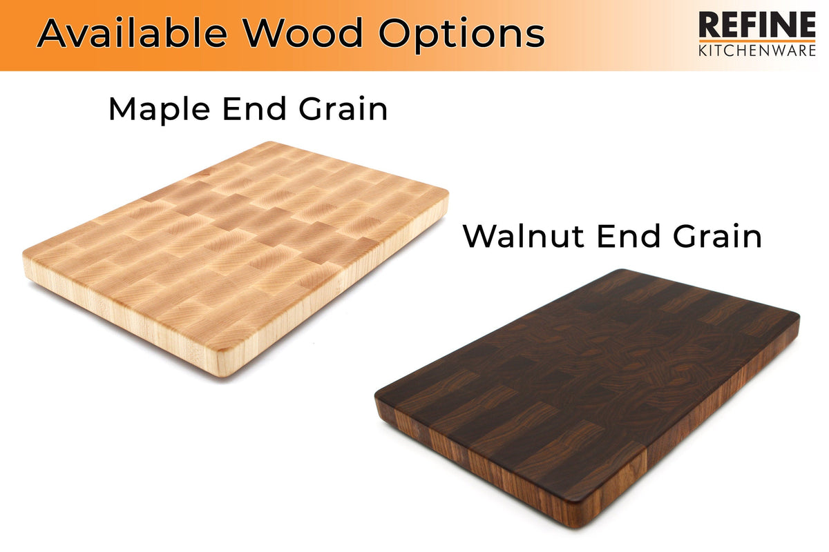 Two end grain cutting boards, maple and walnut, Refine Kitchenware USA made on Tampa Home & Garden Store