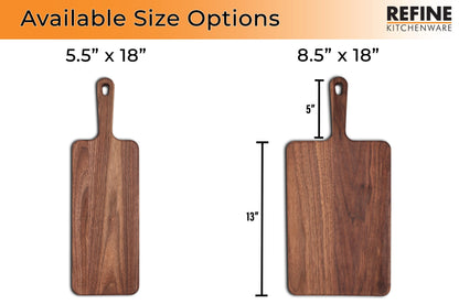 Set of two walnut paddle cutting boards with handles, 5.5x18 and 8.5x18, Refine Kitchenware on Tampa Home & Garden Store