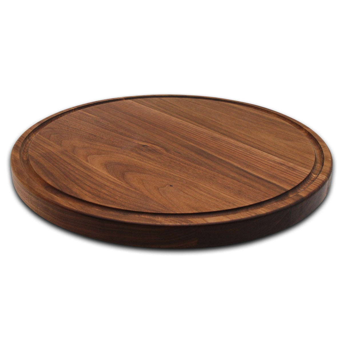 Round wooden cutting board with feet and pocket handles, juice groove by Refine Kitchenware, 18in on Tampa Home & Garden Store